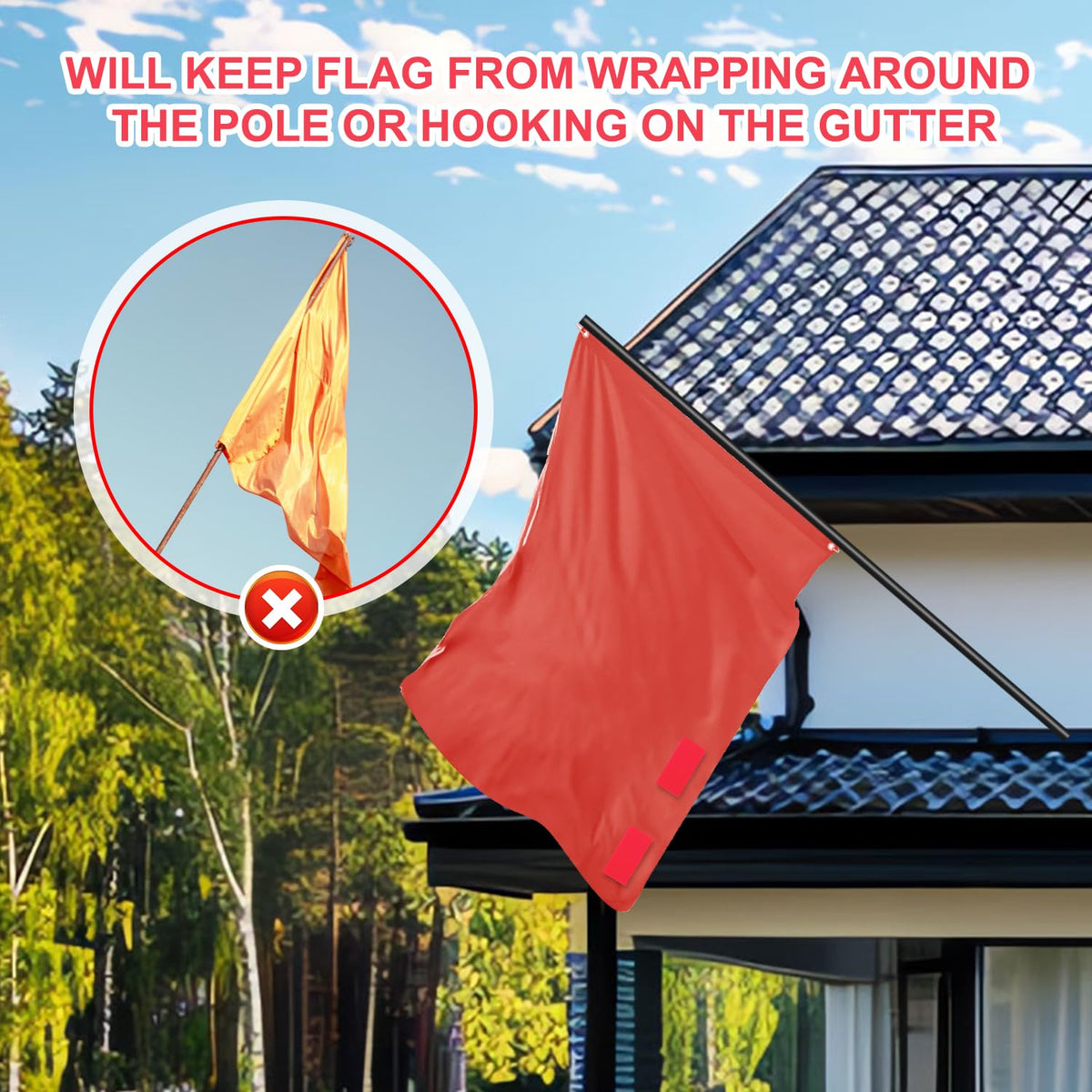 BOXOB garden flag wind stabilizer prevents tangling outdoors.