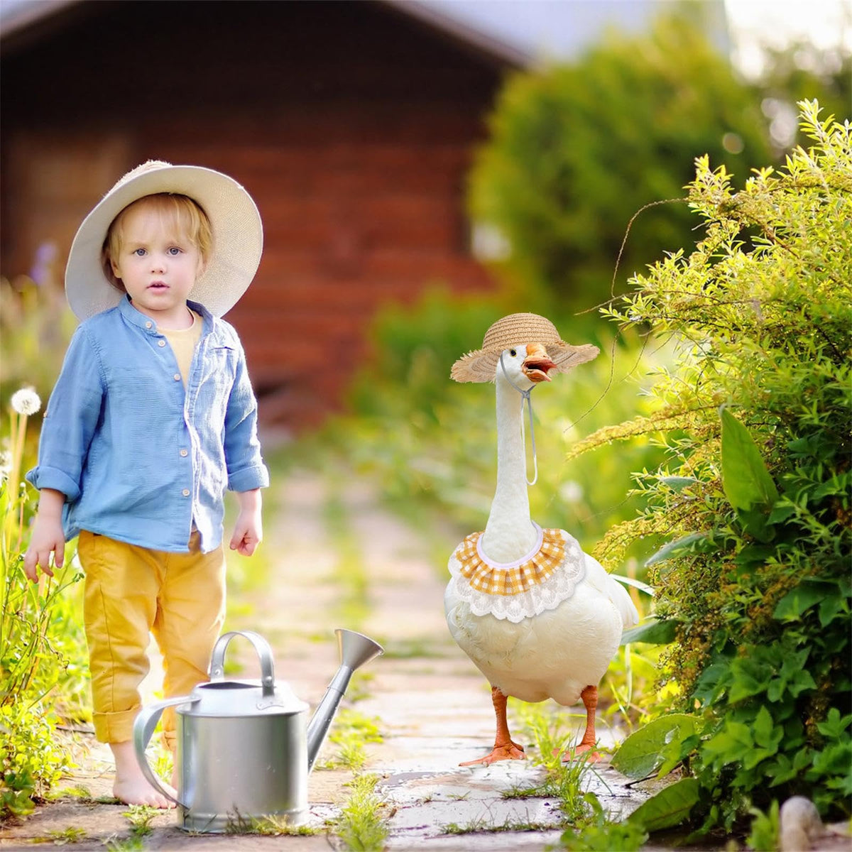 BOXOB outdoor yard decoration that fits a 23-inch porch goose for a cohesive scene.
