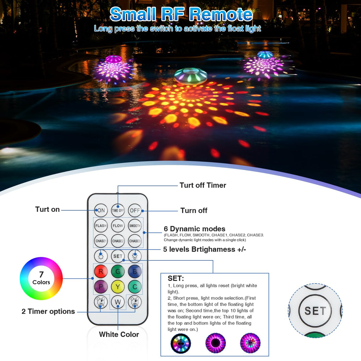 BOXPSII Floating Lights suitable for hot tubs and ponds too.