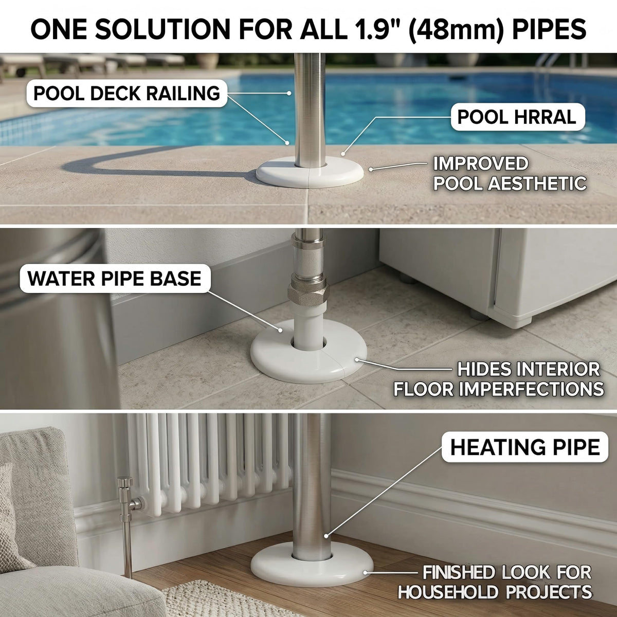 BOYAODUXUE versatile trim ring for pipes, showers, and radiators.