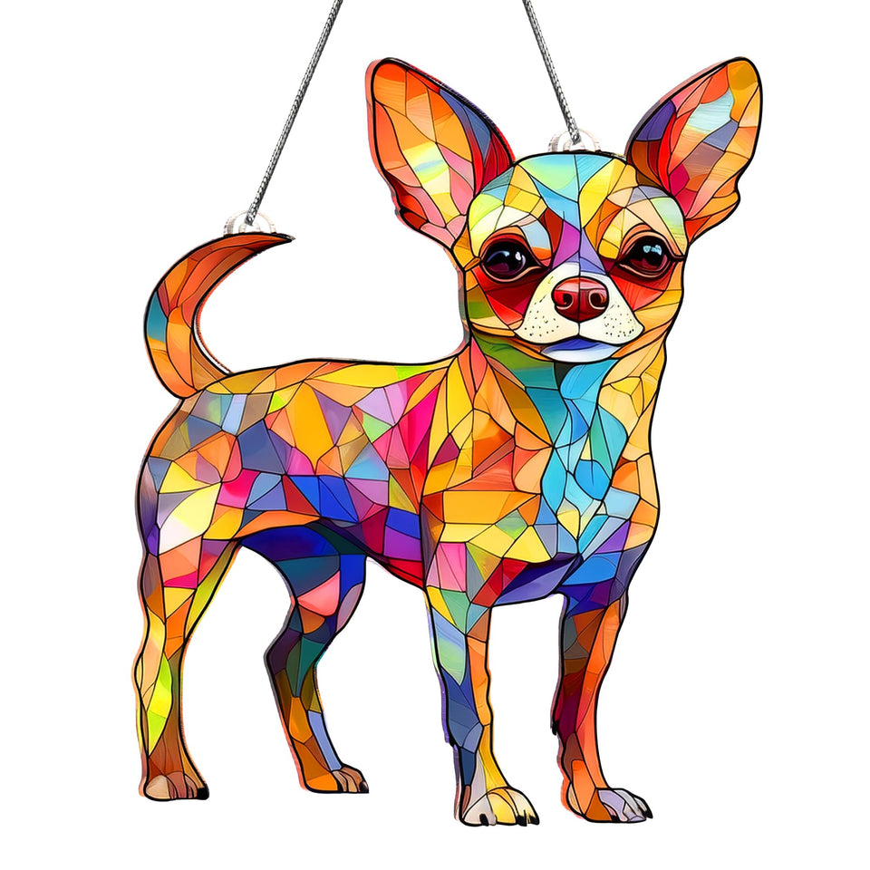 BOYESE colorful dachshund suncatcher in a sunny window adds cheerful charm