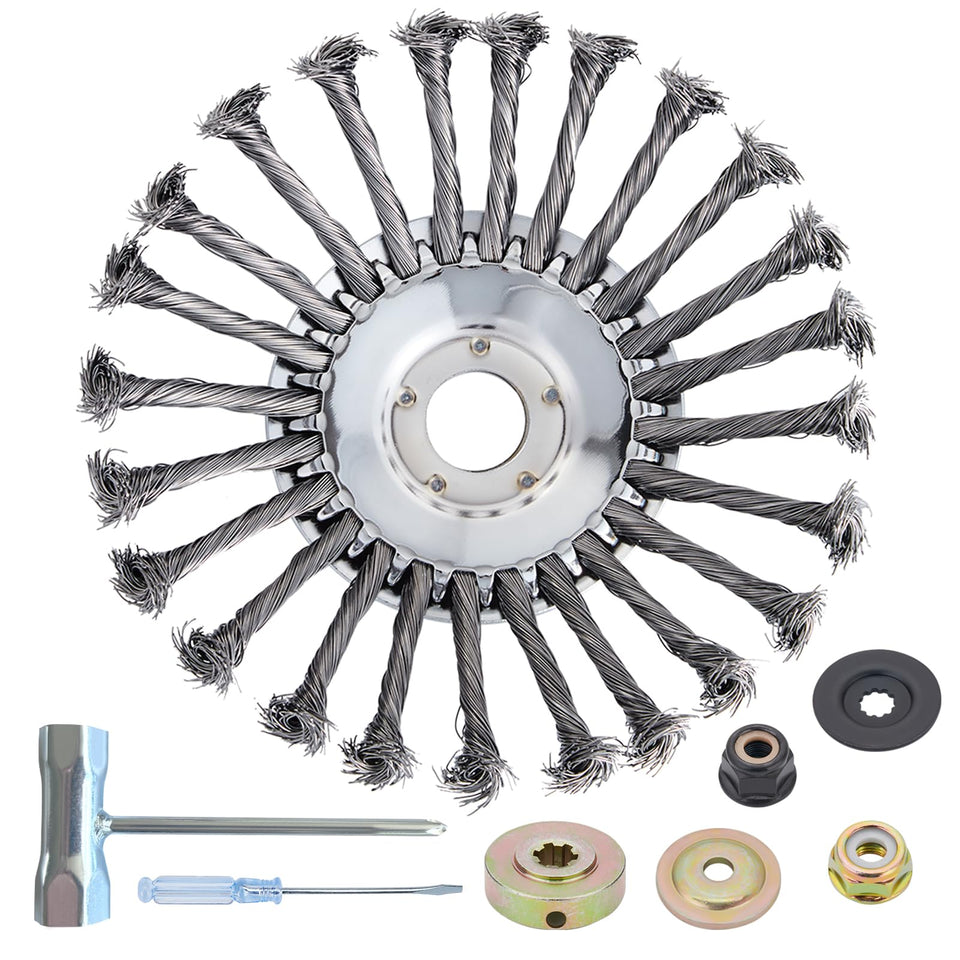 BOYUANSCH 8-Inch steel wire head assembly for fast weed clearing on patios.