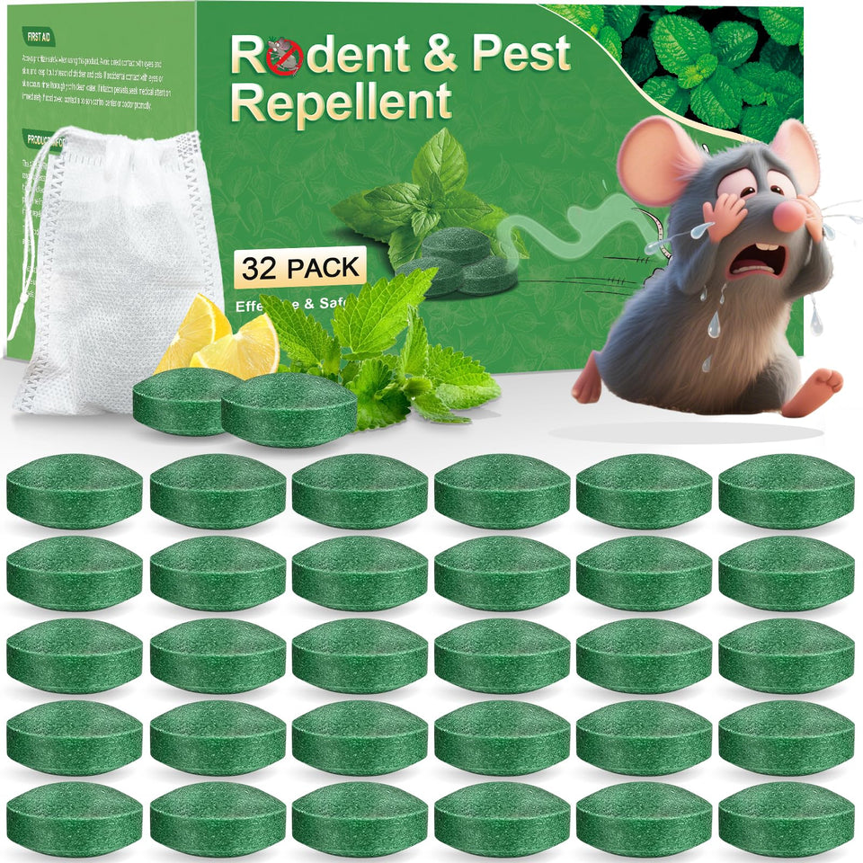BOZFLY 32-pack mint rodent repellent setup in-box ready for placement