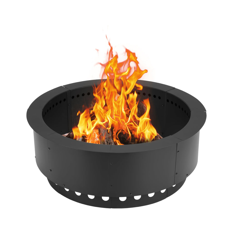 BPS metal fire pit ring outer 37-inch with spacious flame potential