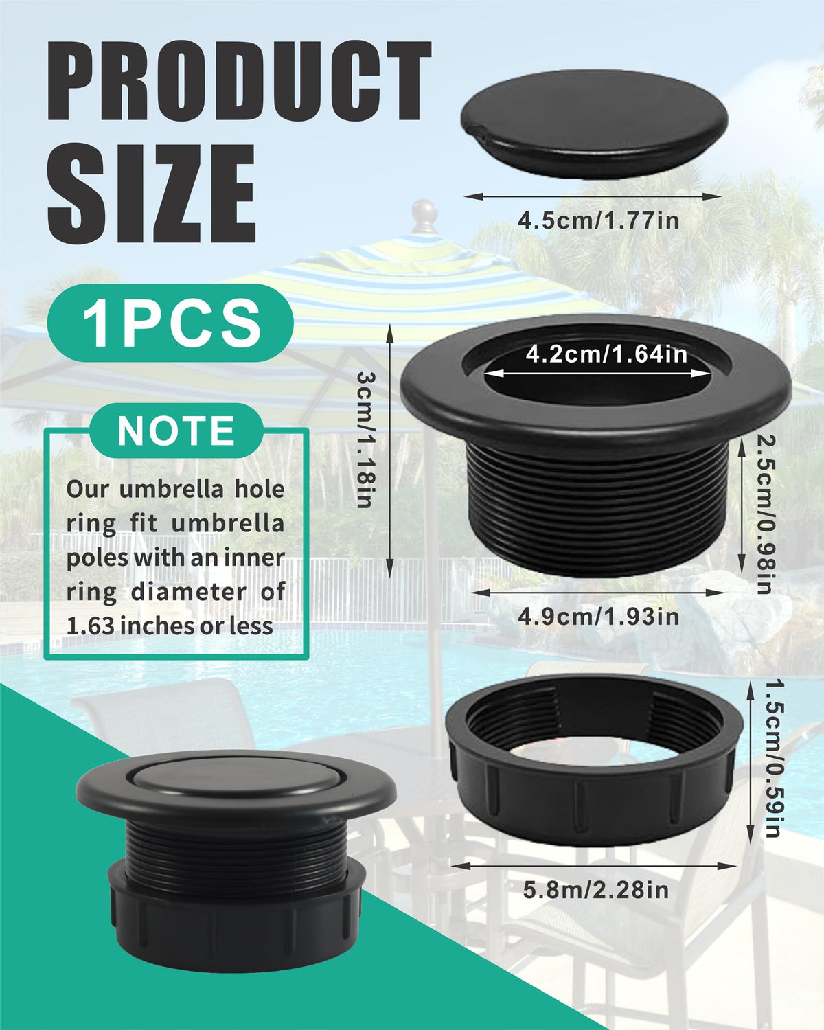 BPUHRNI parasol hole cap keeps the hole tidy when not in use.