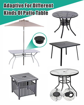 BPUHRNI table hole cover cap creates a clean desktop when the umbrella is stored.
