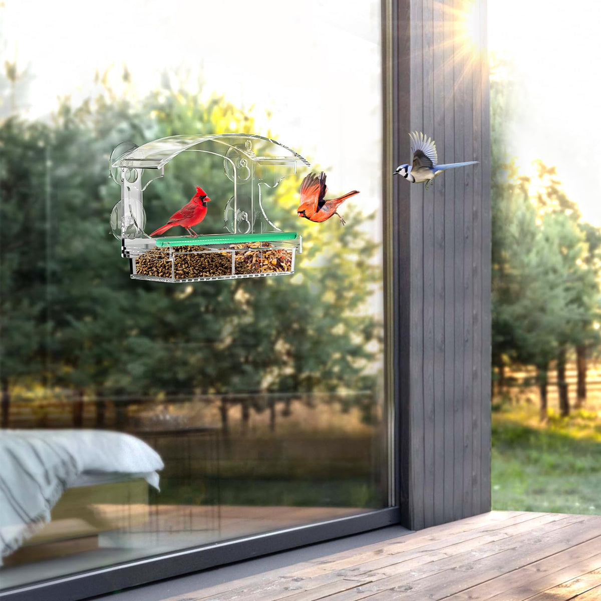 BPYOT outdoor viewing feeder promotes peaceful moments watching wildlife from home.