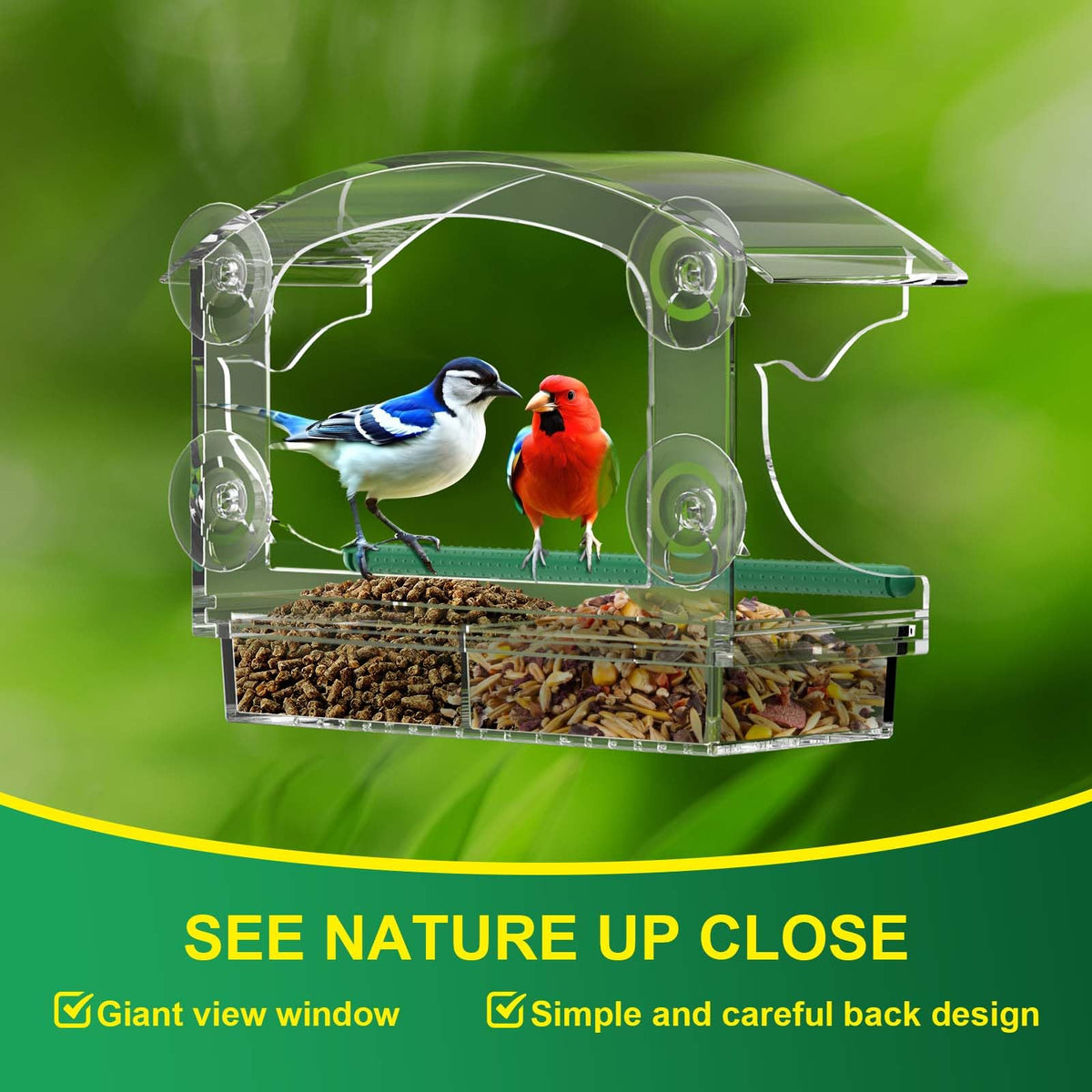 BPYOT clear view enables daytime bird watching from indoors without glare.