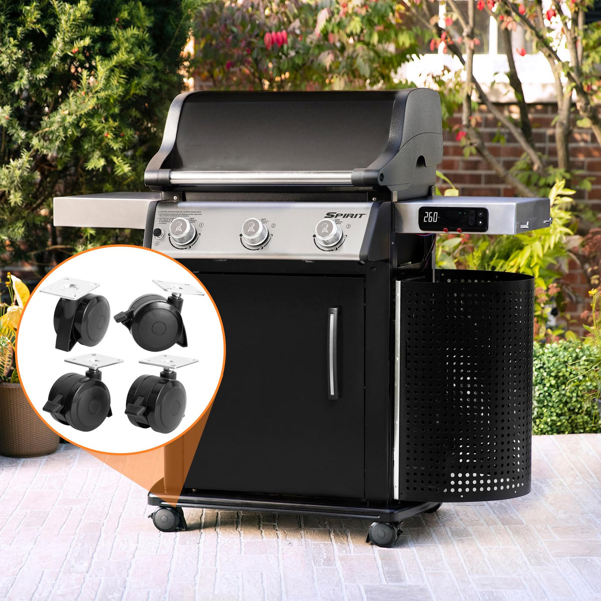 Easy upgrade: Weber Spirit 69828 replacement wheels improve maneuverability on decks.
