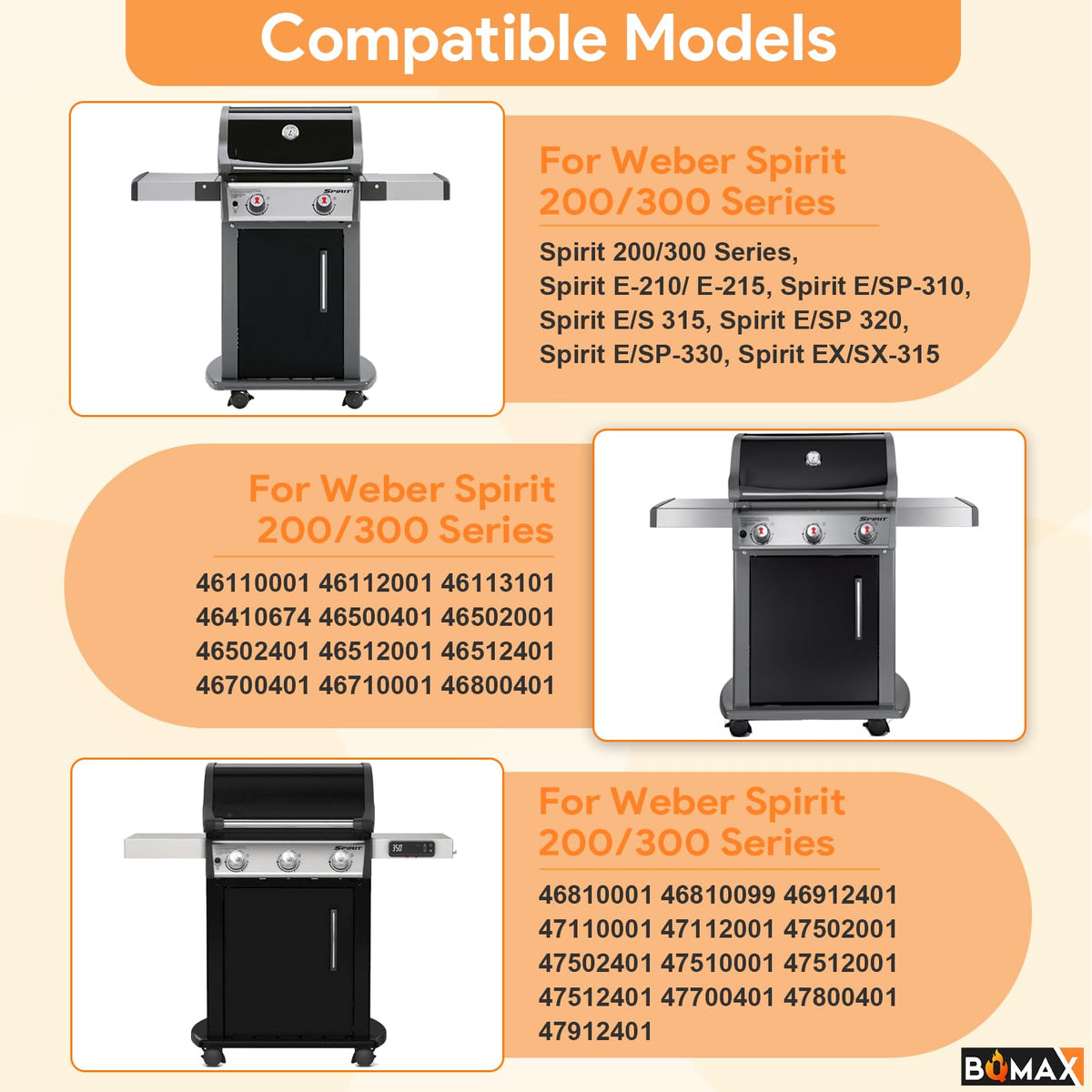 Front-mounted locking caster provides secure positioning during cooking with BQMAX wheels.