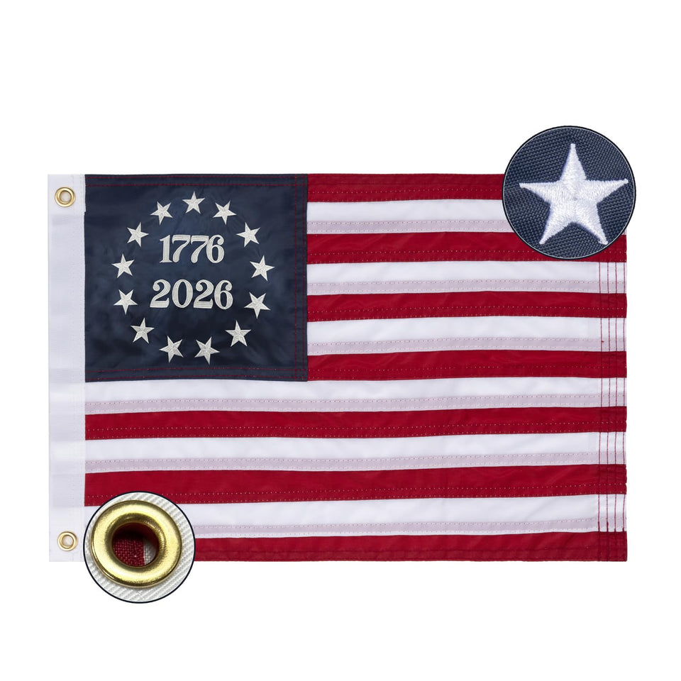 Bradford 1776-2026 Bennington flag with embroidery for premium outdoor display.