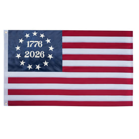 Bradford 1776 Bennington flag embroidery close-up shows durable stitching.