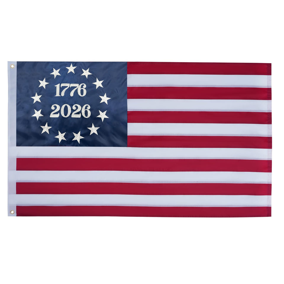 Bradford 1776 Bennington flag embroidery close-up shows durable stitching.
