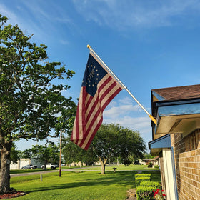 Bradford aged-looking flag highlights rich texture and bold colors