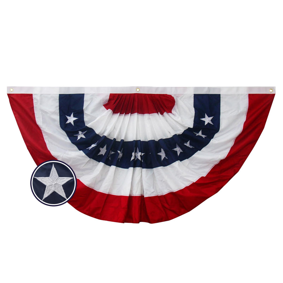 Bradford American Bunting flag embroidered 3x6 for outdoor display with vivid colors