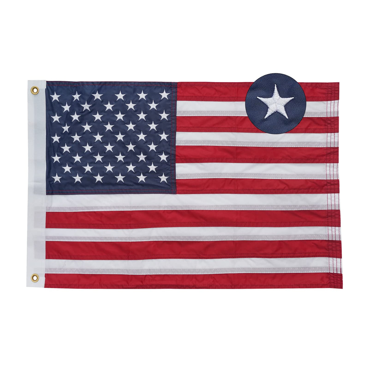 Bradford flag 12x18 embroidery closeup showing durable stitching for outdoor use.