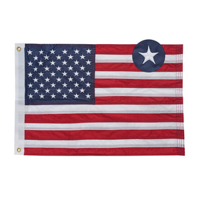 Bradford flag 12x18 embroidery closeup showing durable stitching for outdoor use.