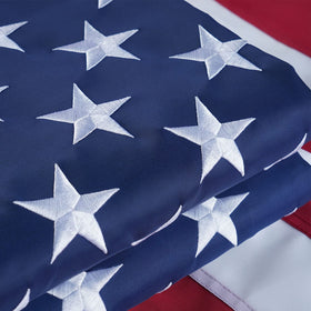 Bradford flag shows back-side embroidery with vivid stars for two-sided visibility.