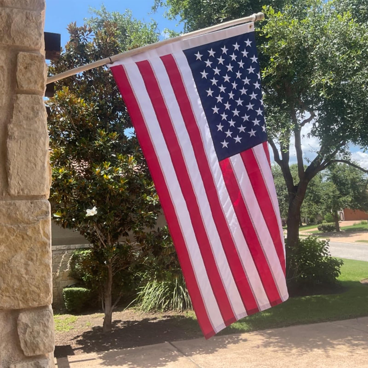 Bradford flag features heavy-duty construction and brass grommets for secure mounting