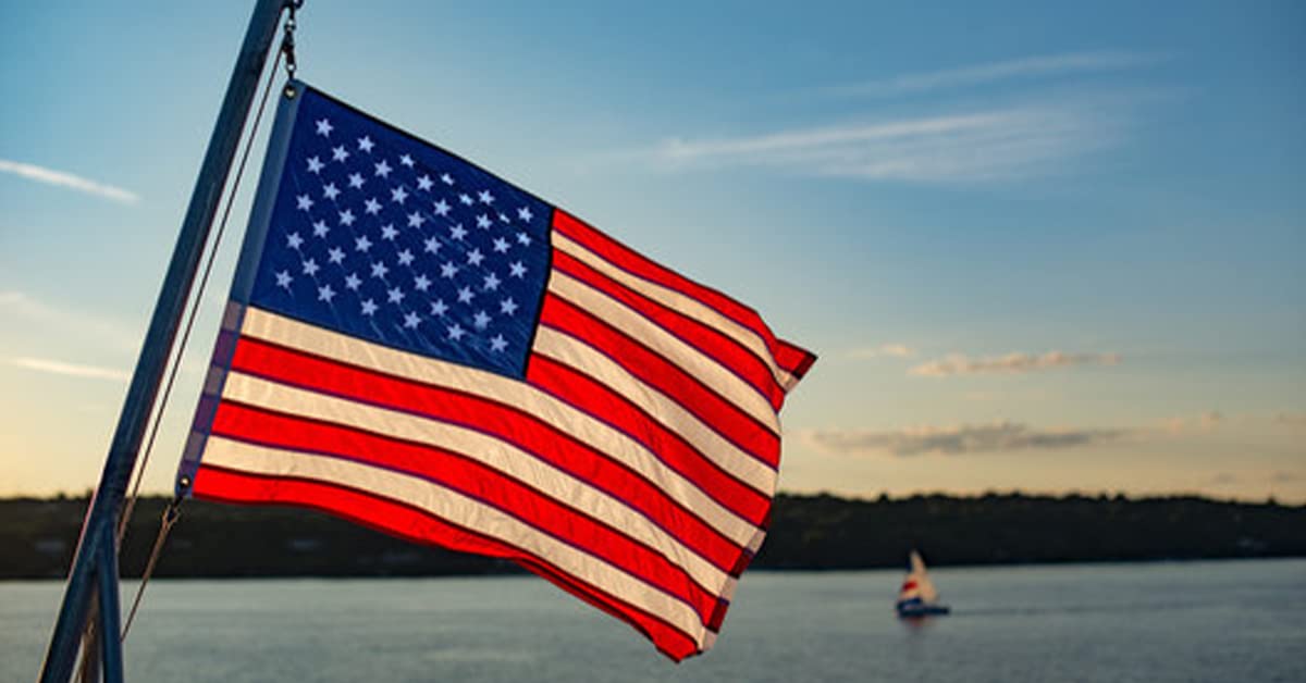 Bradford flag features two brass grommets for versatile mounting.