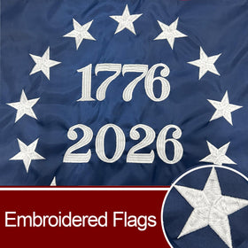 Bradford Betsy Ross embroidered flag detail showing fine stitching.