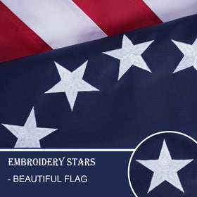 Bradford Betsy Ross flag 3x5 back view showing embroidered stars.