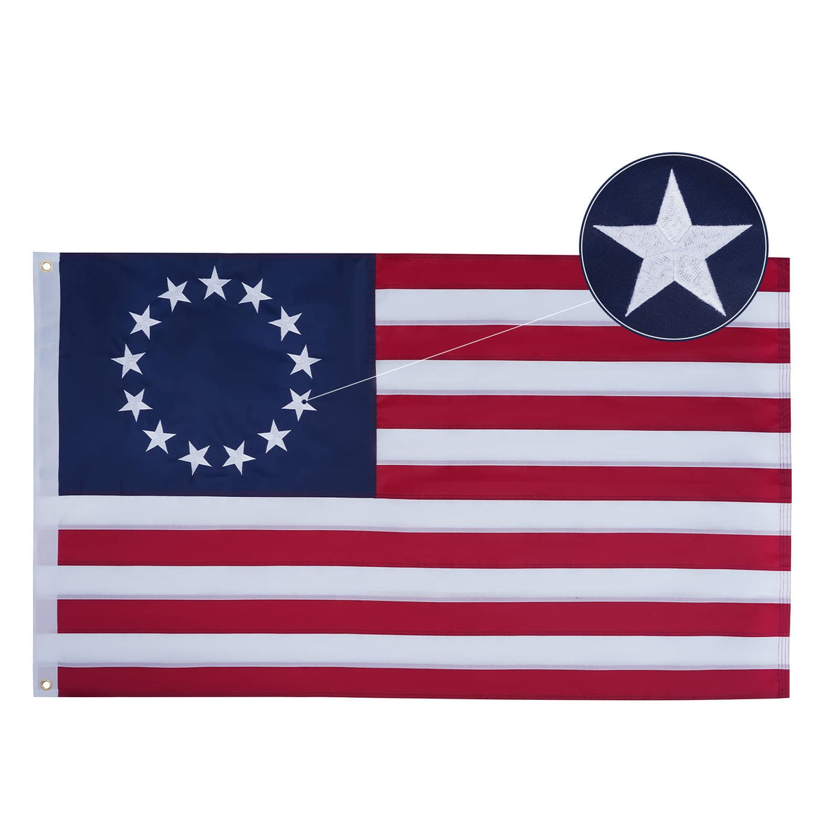 Bradford Betsy Ross flag 3x5 front view for outdoor display.