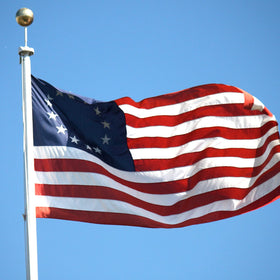 Bradford Betsy Ross flag double-stitched leading edge resists wear.
