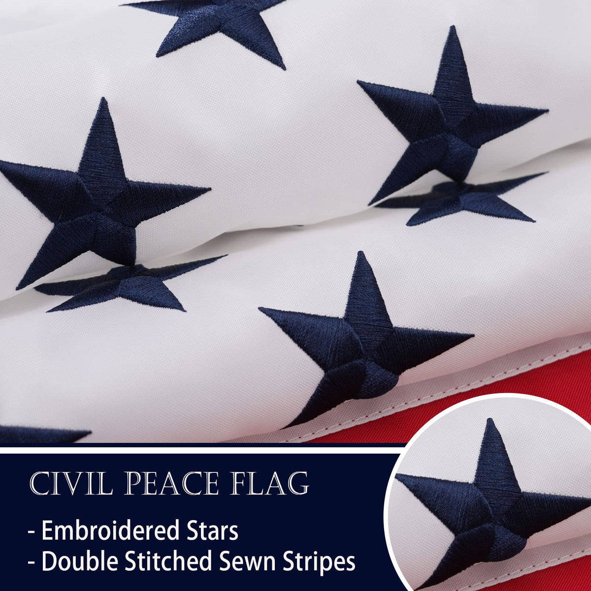 Bradford Civil Peace Flag with brass locking rings for secure mounting