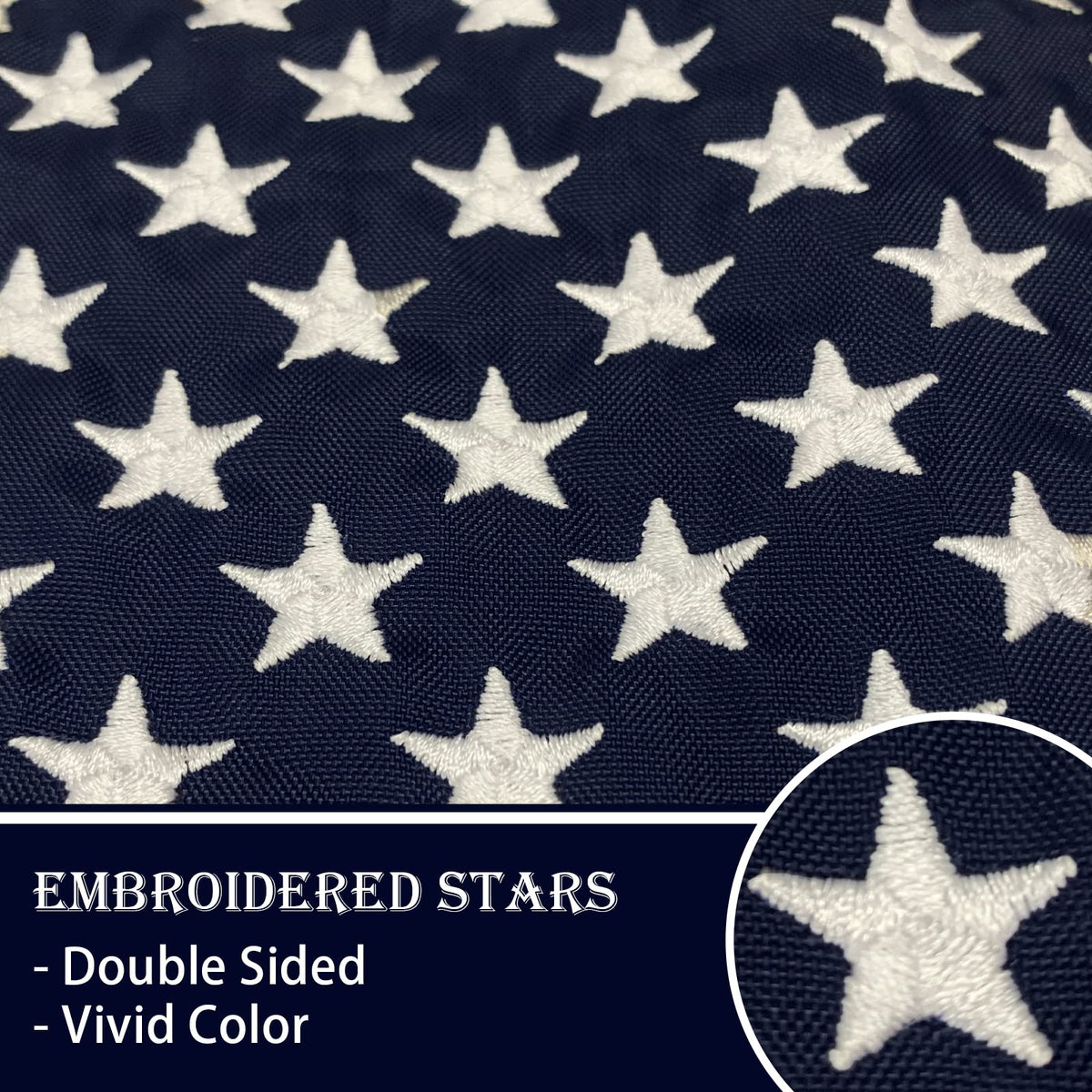 Bradford embroidered American flag 12x18 back view showing identical colors for outdoor display.