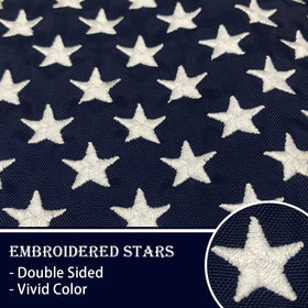 Bradford embroidered American flag 12x18 back view showing identical colors for outdoor display.