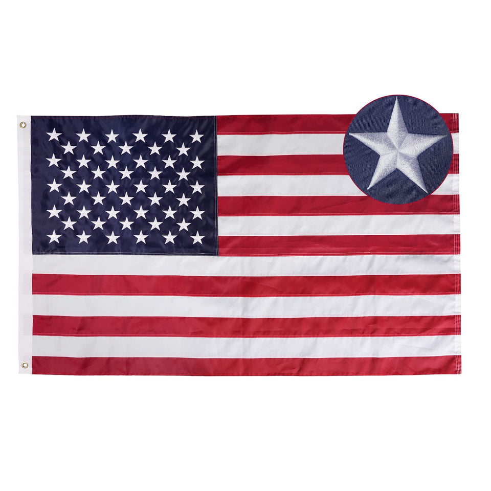 Bradford embroidered American flag 2x3 ft front view with vivid colors and durable construction