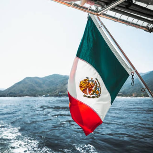 Bradford Mexican flag with brass grommets for rugged marine use