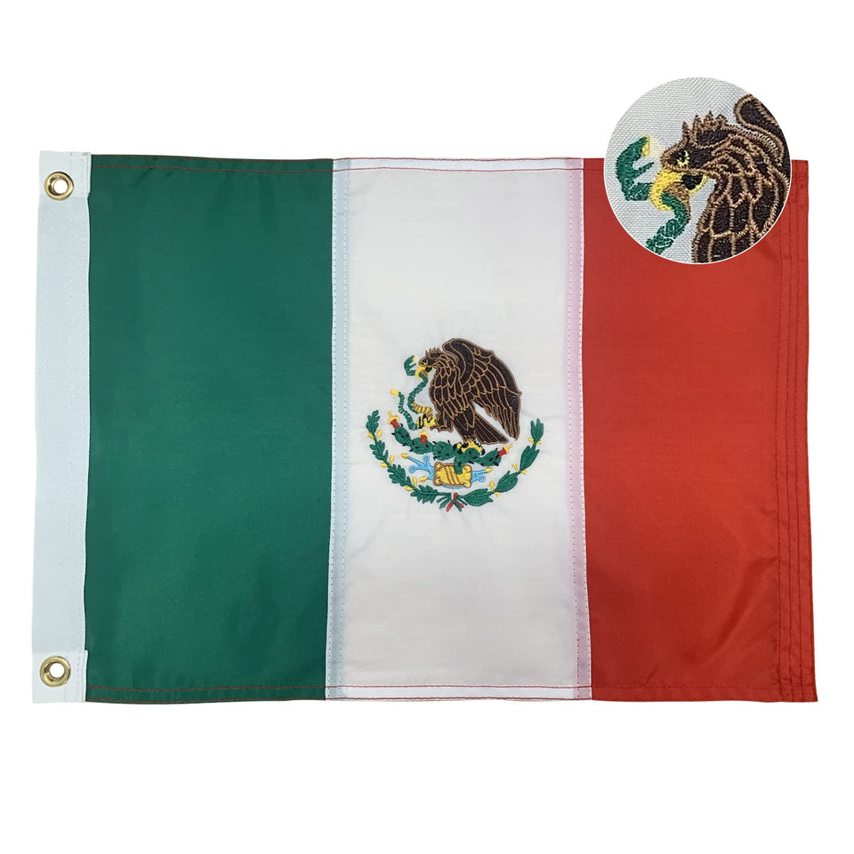 Bradford embroidered Mexican flag 12x18 for durable outdoor display