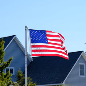 Bradford flag displayed on porch for patriotic home decor