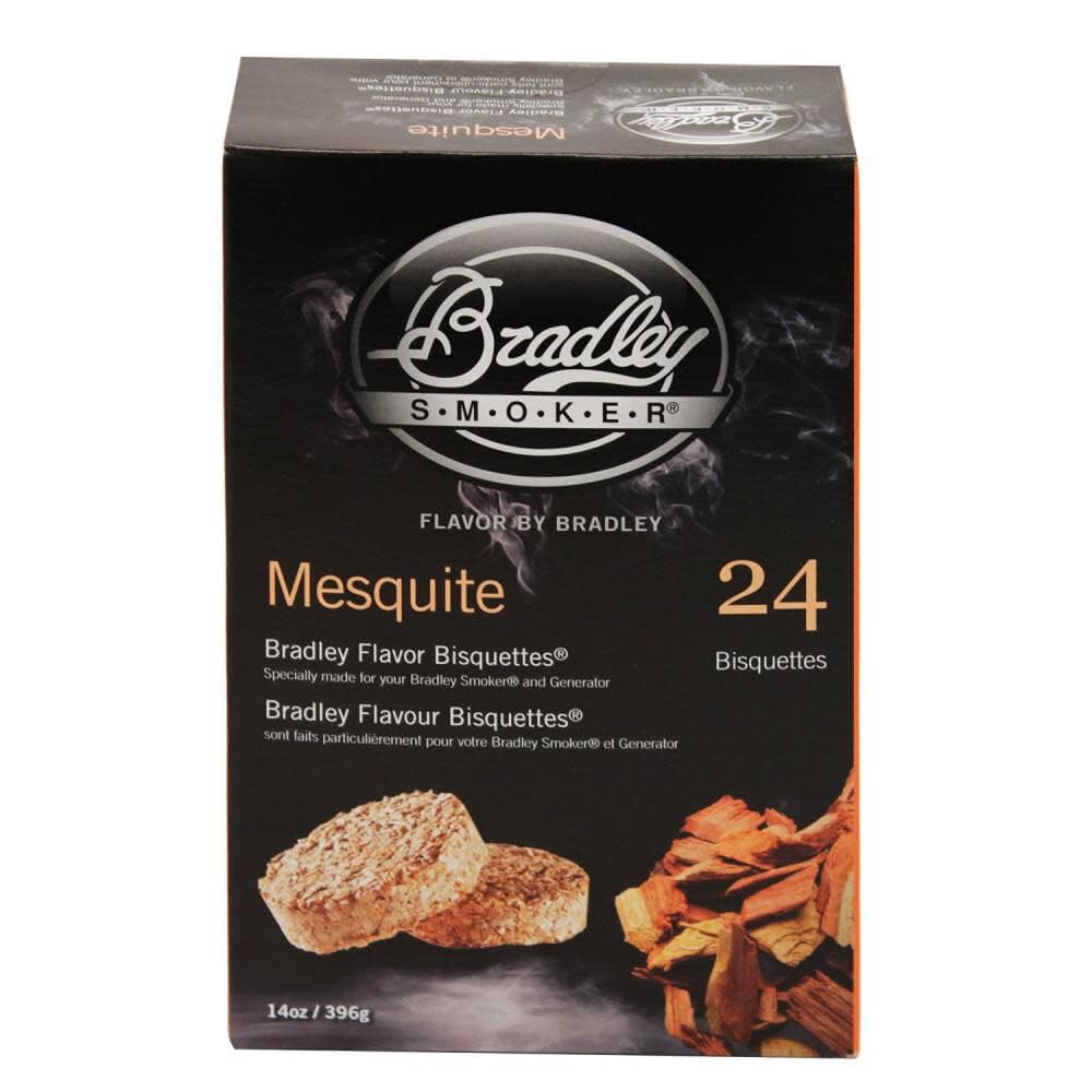Bradley Smoker BTMQ24 bisquettes show natural hardwoods and ash-free burning.
