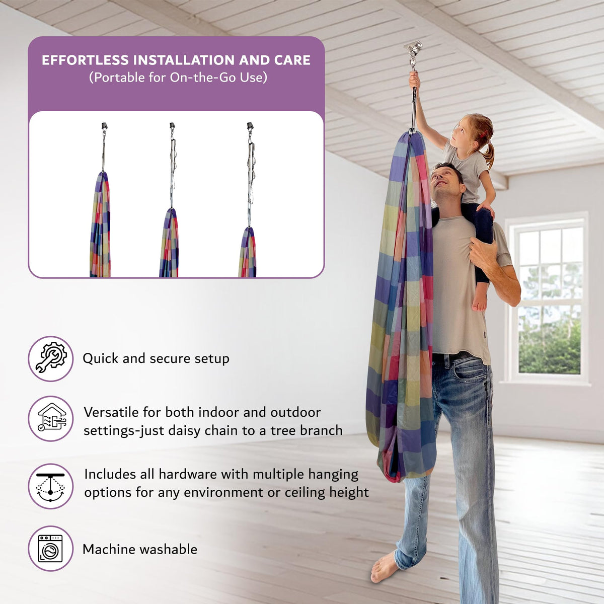 Bradoro portable sensory swing is lightweight and easy to move.