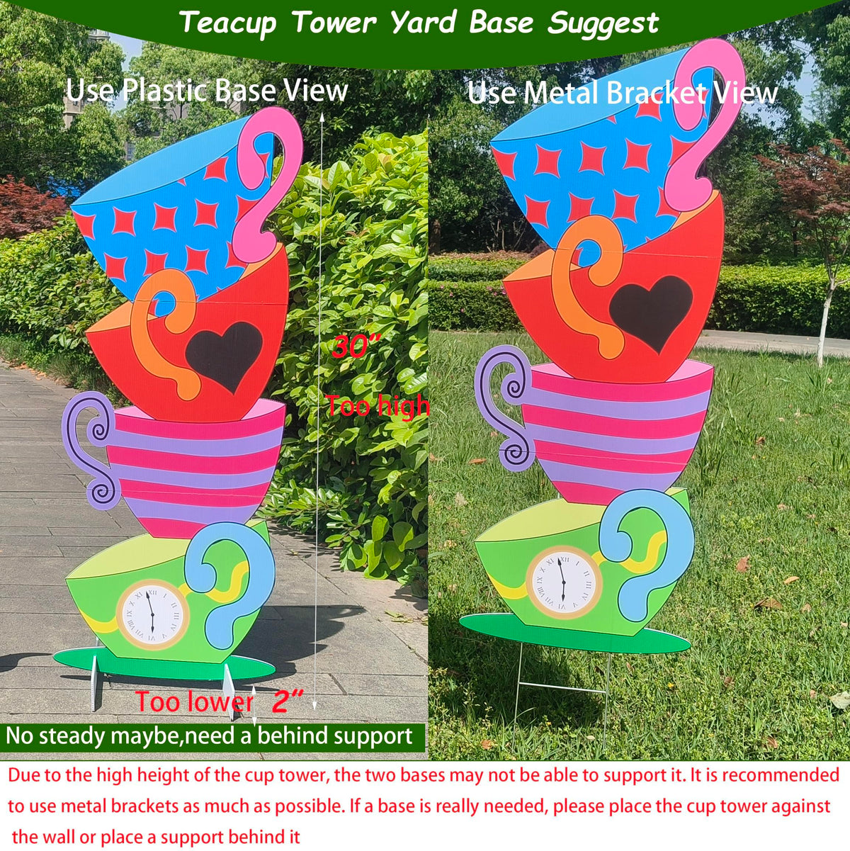 BRALEO yard sign stake anchors teacup display outdoors