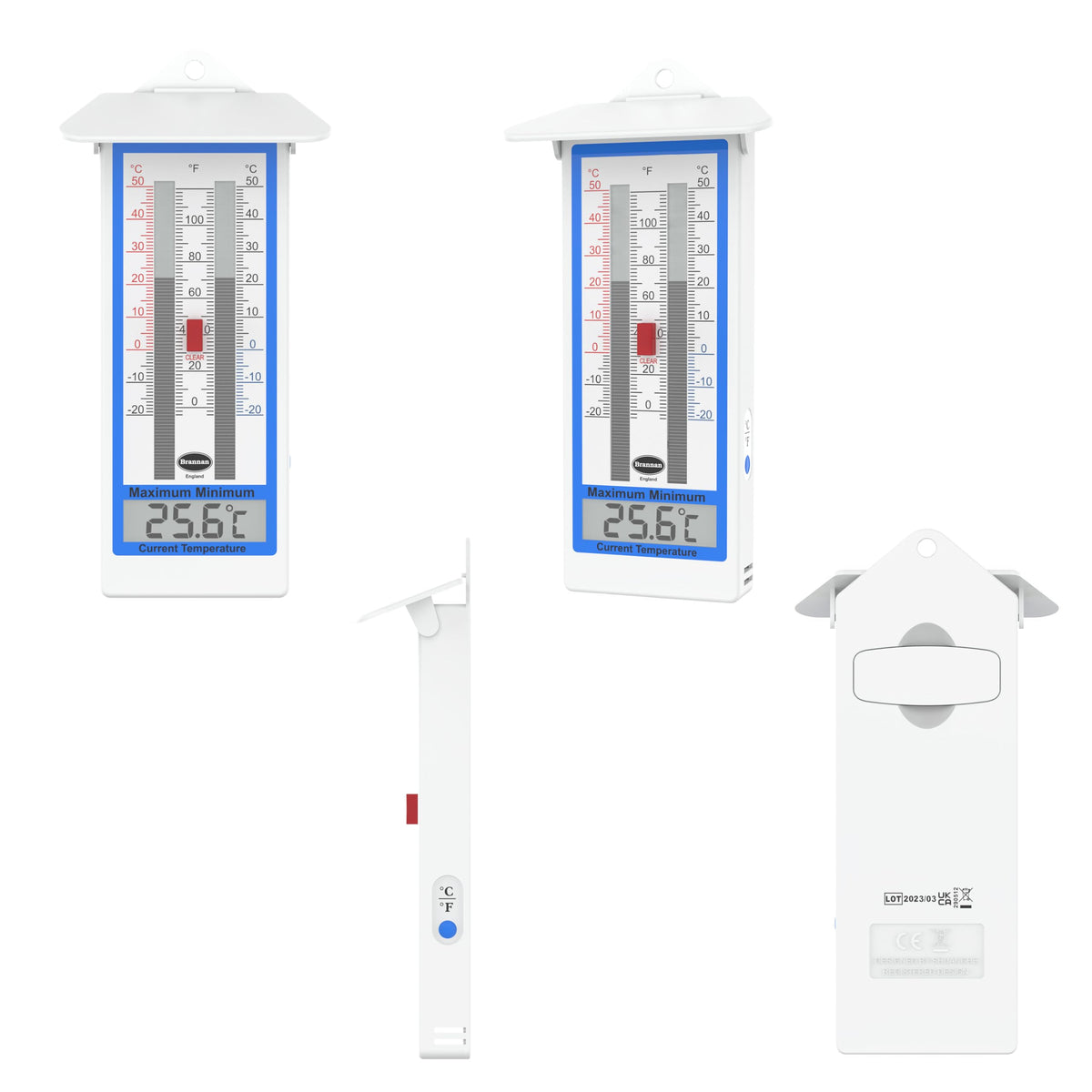 Brannan Digital Greenhouse Thermometer back view demonstrates rugged housing protecting the sensor.