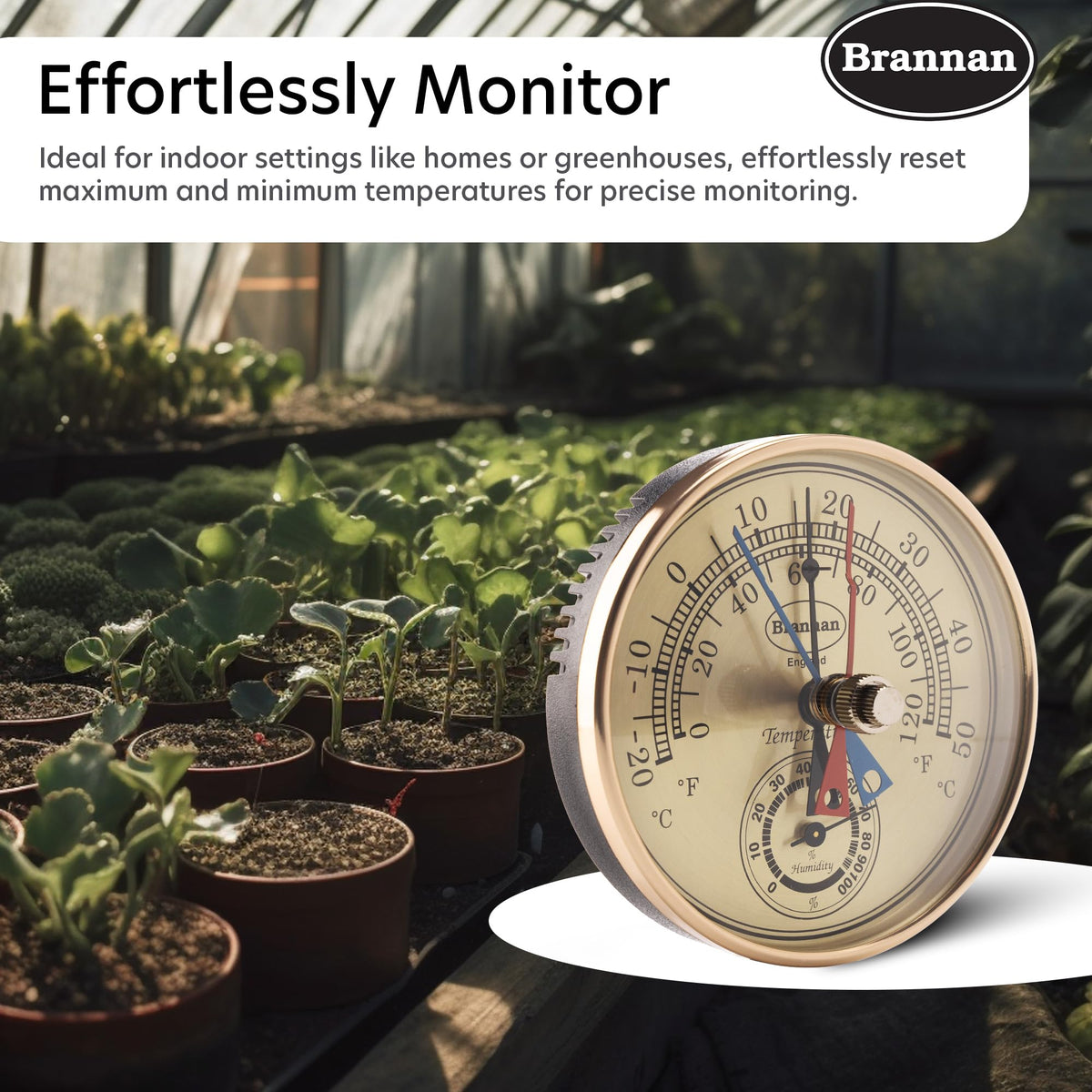 Brannan stylish dial close-up highlights premium craftsmanship and accurate readings.