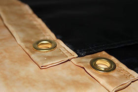 Brass grommets allow easy hanging on poles or walls
