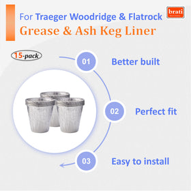 Brati BAC608 ash keg liner, 15-pack for mess-free disposal.