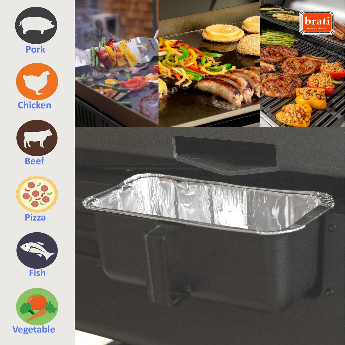 Brati grease management makes cleanup easier after cooking.