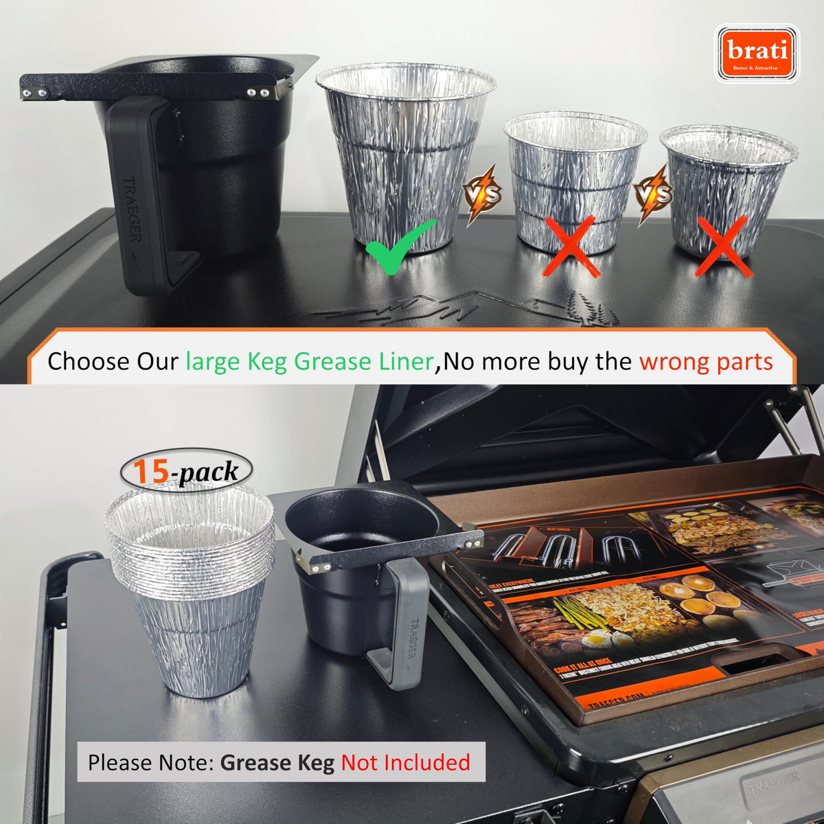 Brati Flatrock griddle liner kit keeps grease contained.