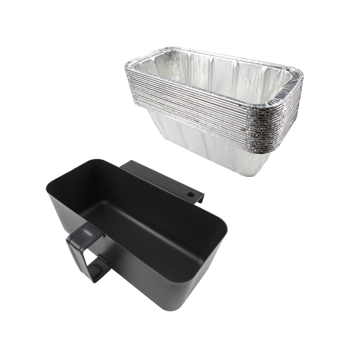 Brati rear grease cup with handle for clean drippings during grilling.