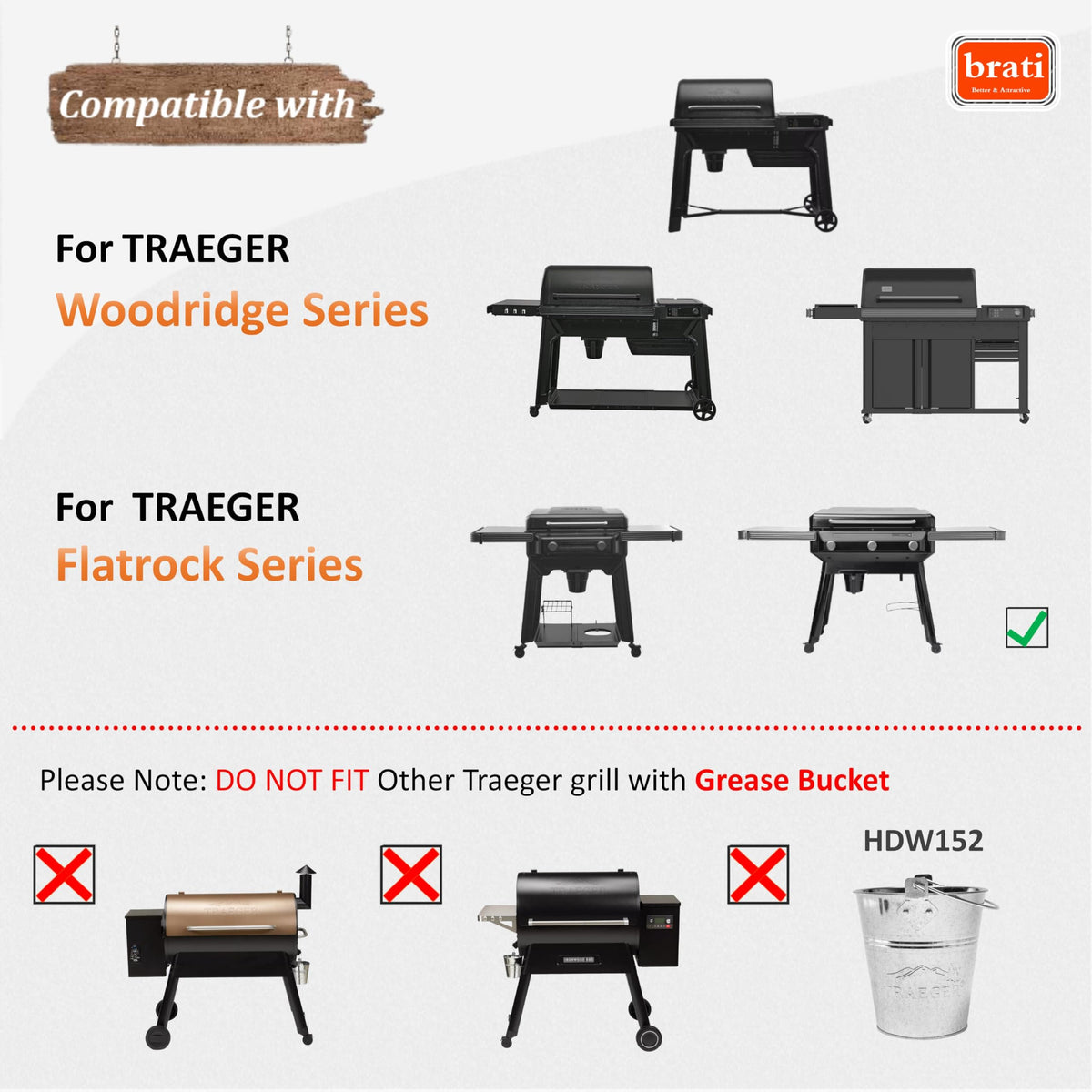Brati Woodridge compatibility grease liner for Traeger grill cleanup.