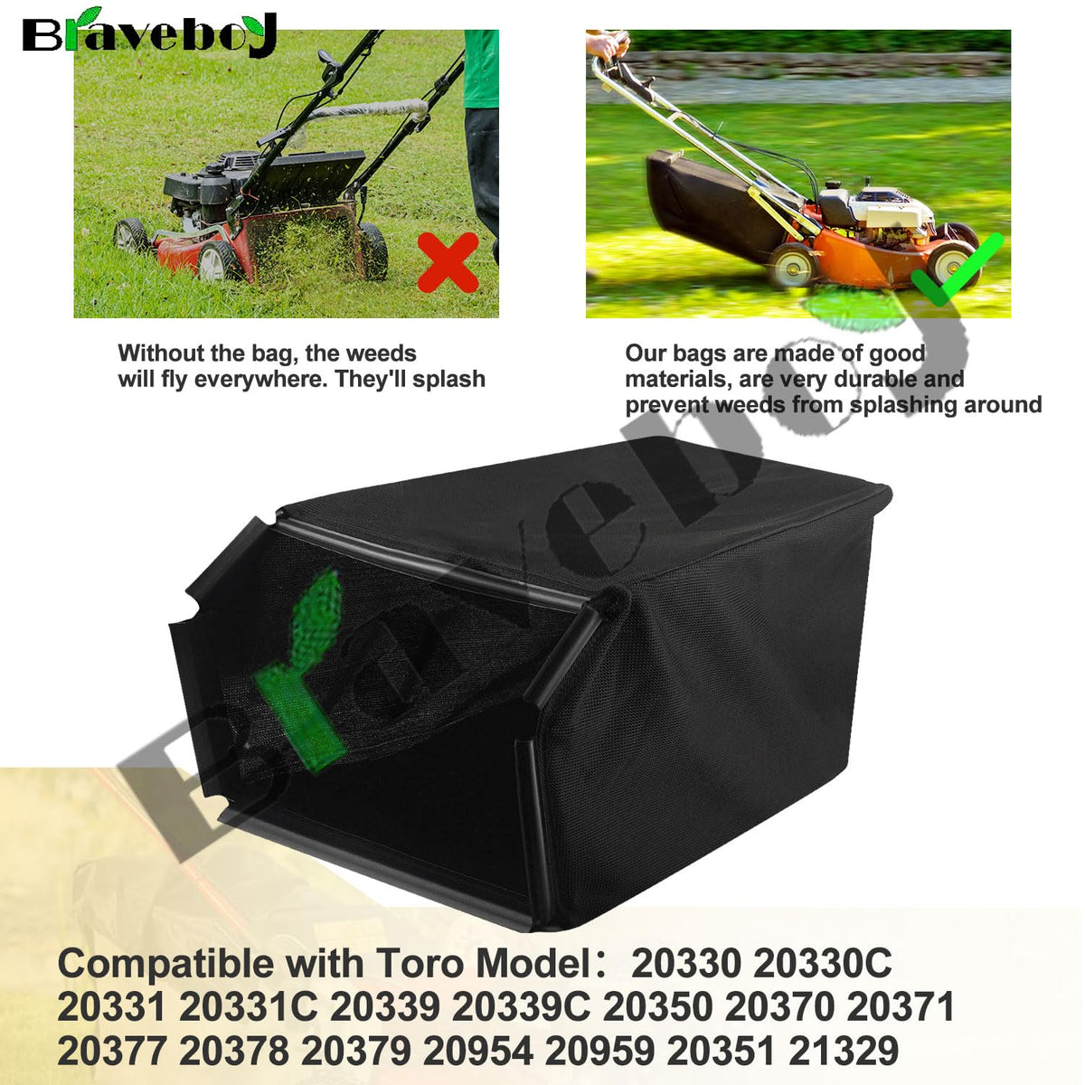 Braveboy 115-4664 grass bag in box is rolled for compact packaging