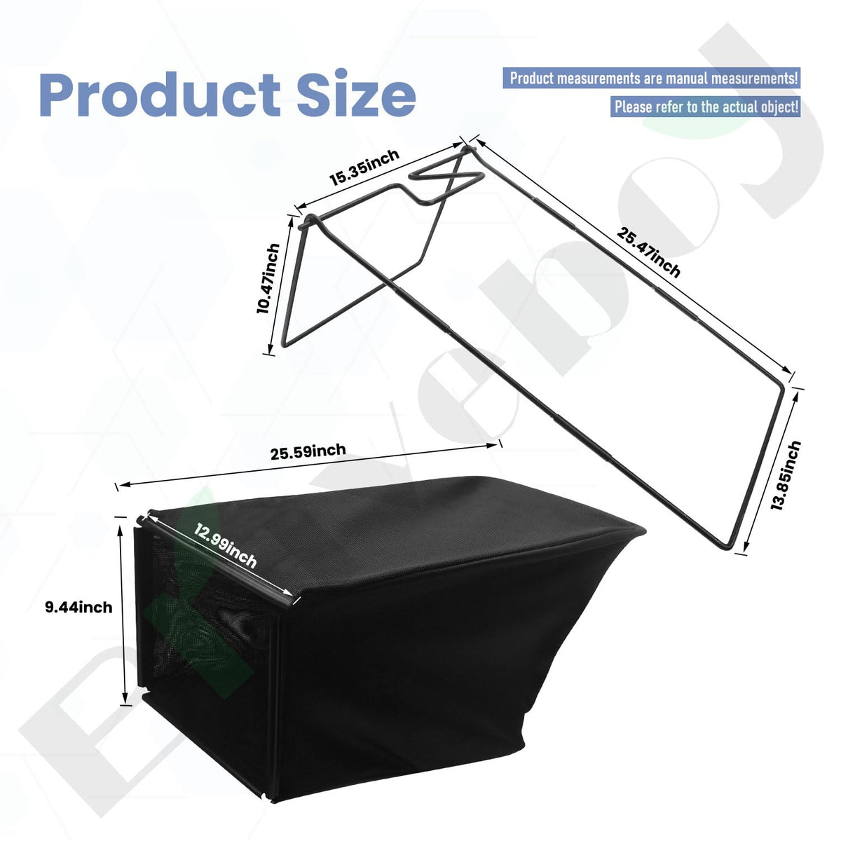 Braveboy 59312 grass bag front view ready for debris capture