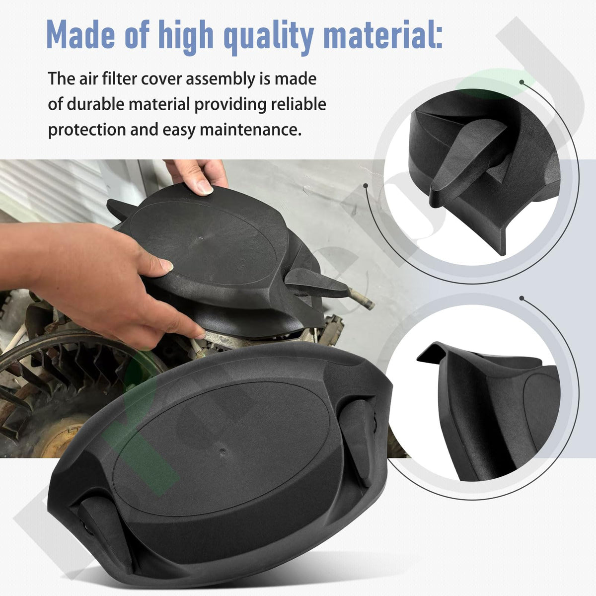 Braveboy air filter cover shows durable material for long-lasting mower protection.