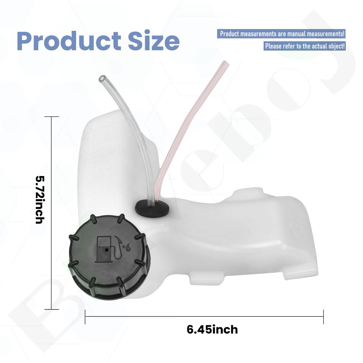 Braveboy fuel tank assembly for Husqvarna 128C side view with pre-installed lines